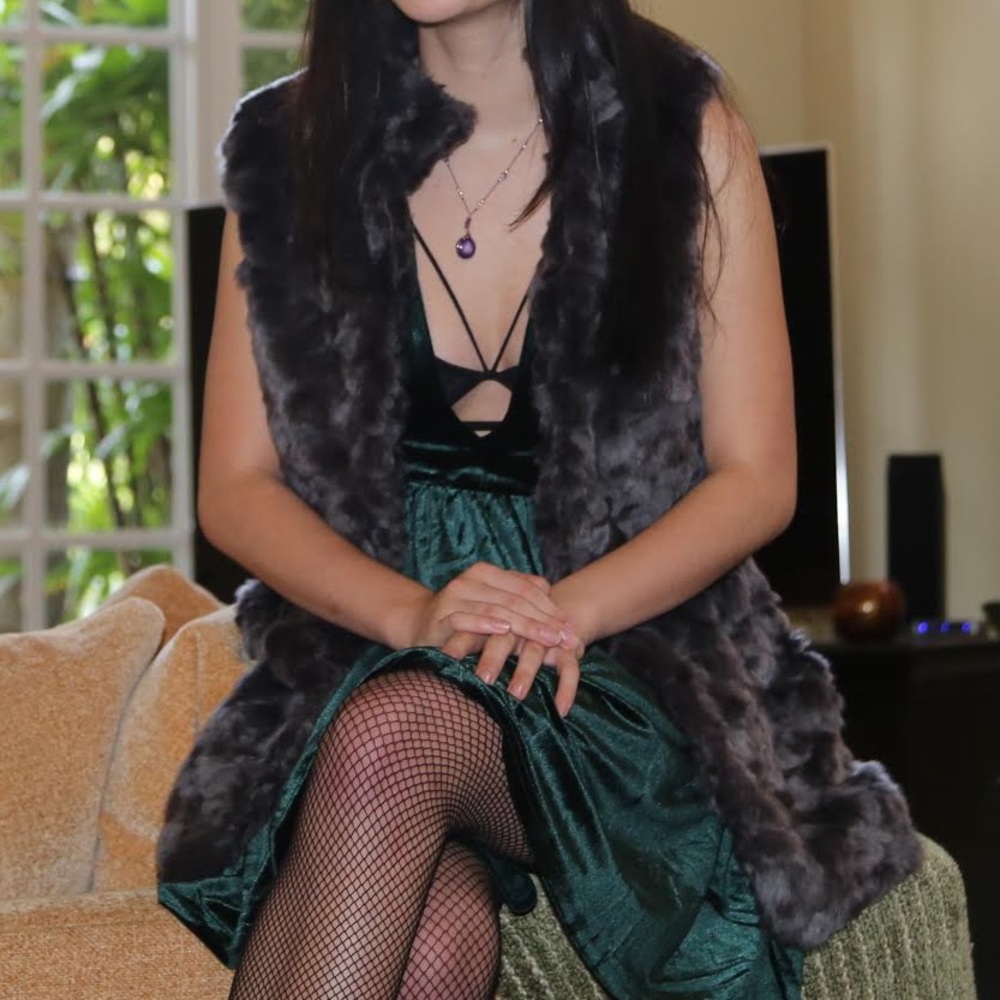 Dark Grey Faux Fur Contemporary Vest